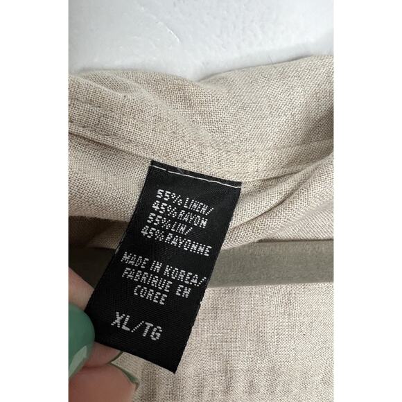 Greg Norman Collection Men's Button Down Tiki Linen Shirt Tan Brown Size XL - Picture 8 of 9